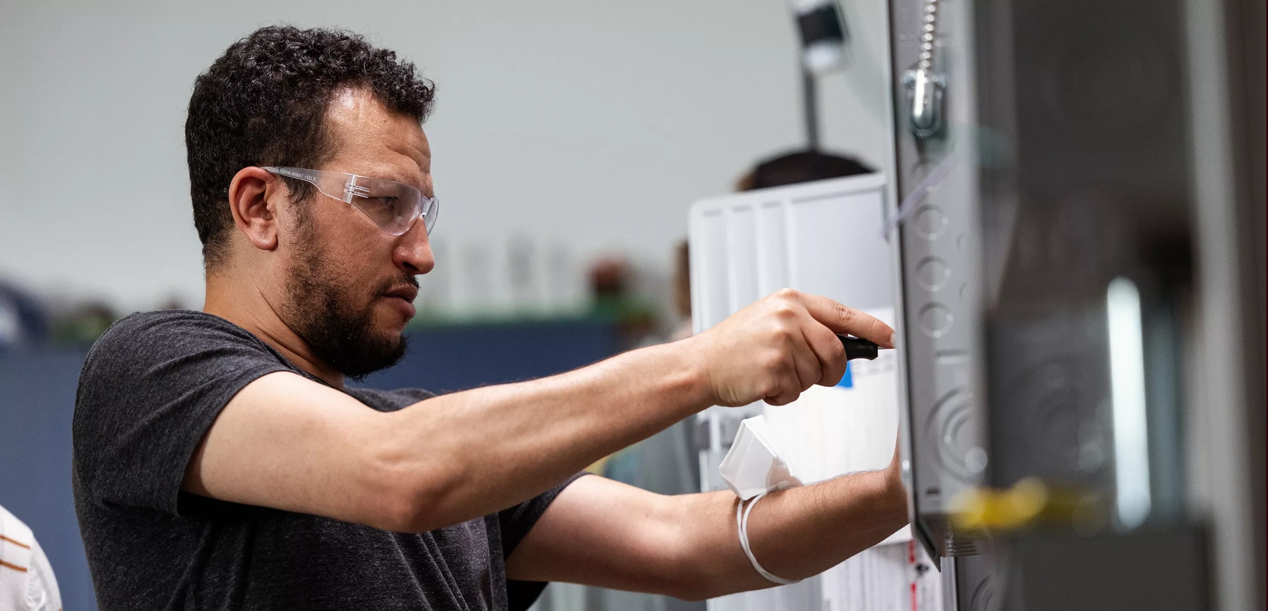 Male student in electrical class