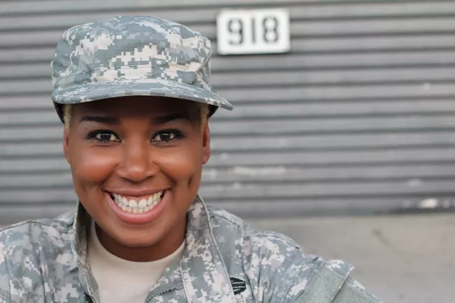 smiling female veteran